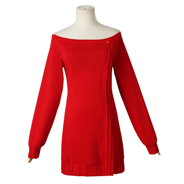 Anime SPY X FAMILY Cosplay Yor Forger Cosplay Kostym Kvinnor Casual Röd Tröja Sexig Klänning Kostym Yor Fläta Peruk Halloween Kostymer XL dress