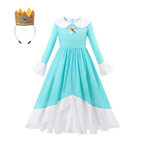 Disney Anna Elsa klänning barn prinsessklänning för flickor barn cosplay persika jul karneval fest utklädnad outfit Galaxy Dress 6Y (130)