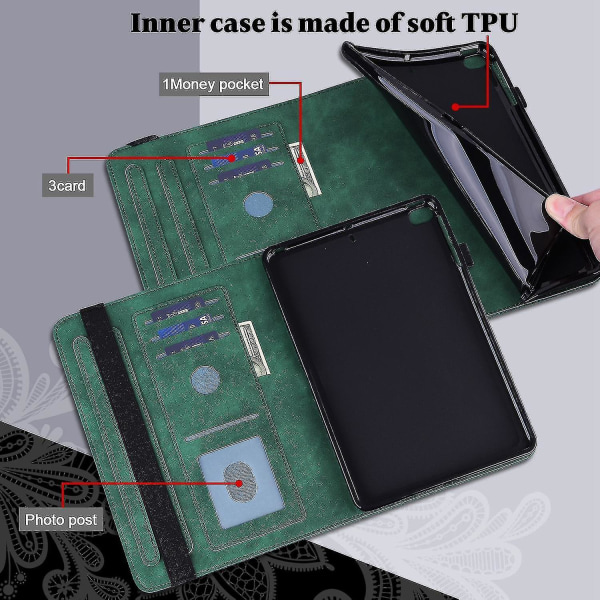 För Lenovo Tab M10 (Gen 3) TB-328FU/TB-328XU Imprinting Tablet Stand Case PU- cover Green