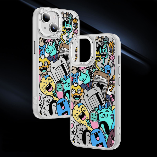 Creative Painted Pattern Matte Hudvänlig Magsafe magnetiskt phone case Lämplig för Iphone och andra modeller Style F Transparent Svart Ypcx