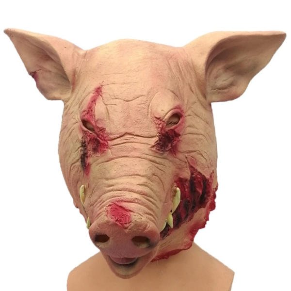 Halloween Skräck Såg Gris Huvud Mask Cosplay Fest Fruktansvärd Blodig Djur Mask Karneval Vuxen Horror Kostym Huvudskydd Latex Mas mask