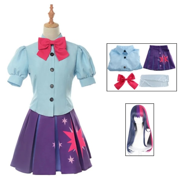 Twilight Sparkle Kostym Människa Klänning Cosplay Kostym Sailor Skjorta Kort Klänning Halloween Karneval Fest Uniform Set M A3