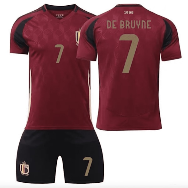 Premium Belgien-tröja, De Bruyne-tröja, Belgien fotbollströja, De Bruyne, EM-cup 2024, EM-mästerskap, Fan Gear, Officiellt lag child-24,height135cm