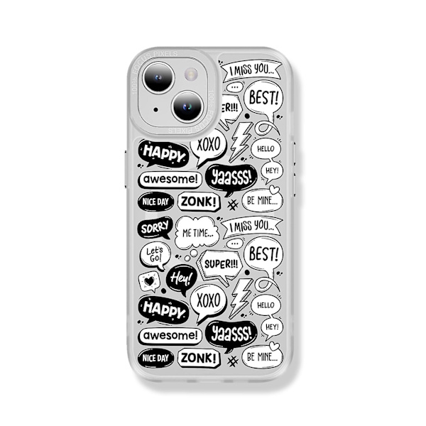 Creative Painted Pattern Frosted Magsafe Magnetic Phone Case Lämplig för Iphone och andra modeller Style F Transparent Black Ypcx0084