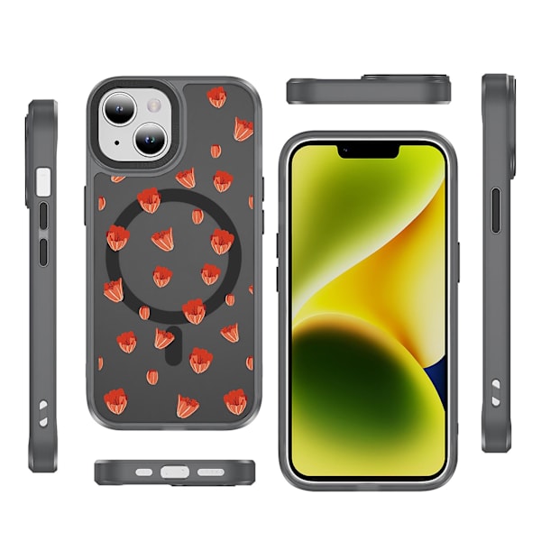Creative Painted Pattern Frosted Magsafe Magnetic Phone Case Lämplig för Iphone och andra modeller Style B Transparent Svart Ypcx0325