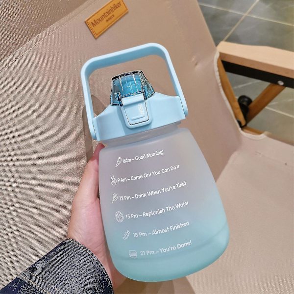 1400 ml vattenflaska med tidsmarkör Läcktät sugkopp Lätt att bära Bärbar läckagesäker utomhussportvattenkokare - Jxlgv blue