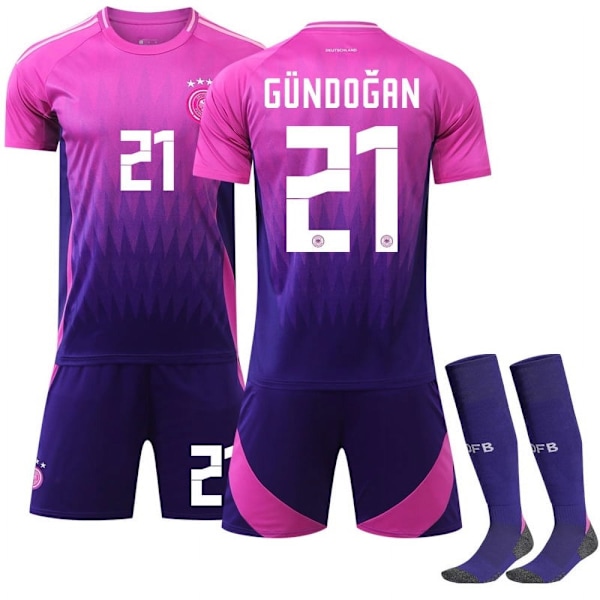 2024 tyska borta rosa tröja EM landslag fotbollskläder nr 13 Mueller nr 8 Kros no.21+socks #l