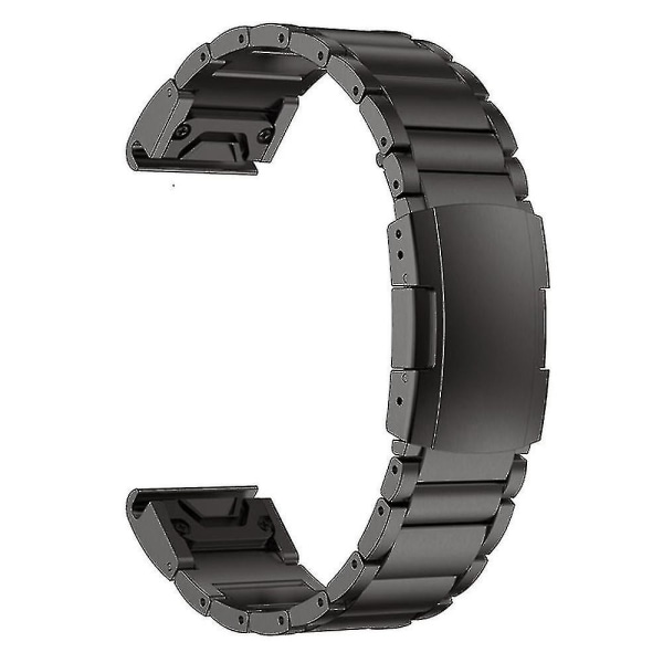 För Garmin Tactix 7 Pro / Fenix ​​7x / Fenix ​​6x Pro 3 Beads Titanium Steel Armband 26mm Universal Quick Release Replacement Replacement Watch Armband - B Black