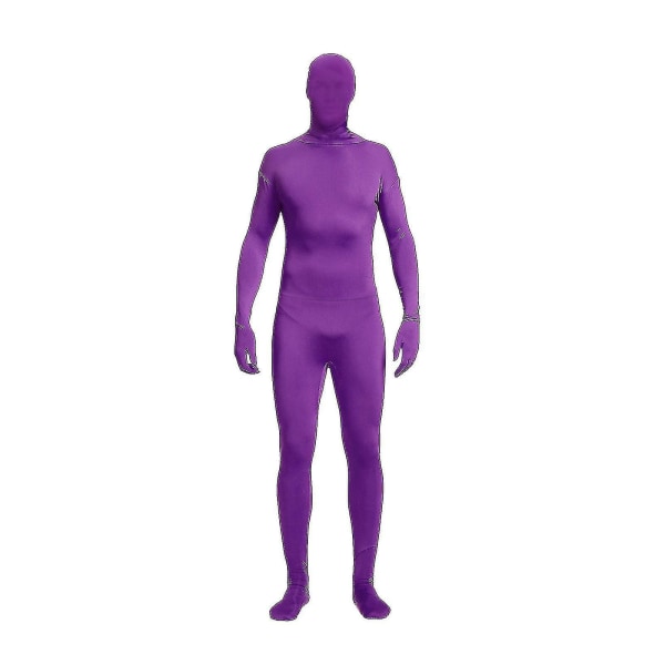 Unisex helkroppsfotografi Chromakey kostym Vuxen Bodysuit Stretch kostym för Halloween Foto Video Specialeffekt Festival Cosplay Carniva Purple 190CM