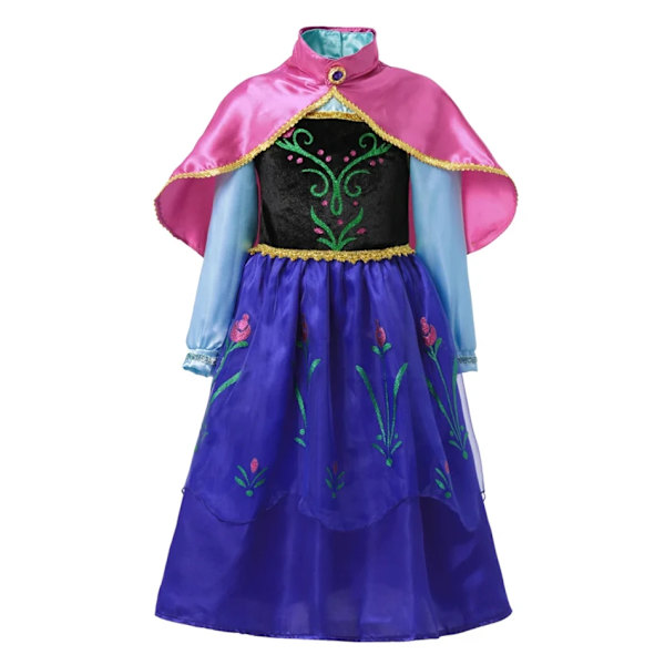 2024 Frozen Anna Princessklänning Flickor Halloween Karneval Vestidos Fest Barn Cosplay Barnkostym 5 3-4T (Size 110)