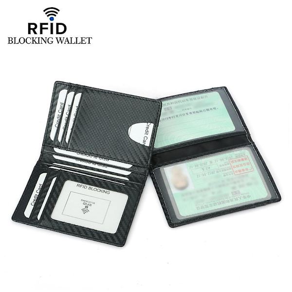 Ultratunn plånbok - den enklaste dubbelvikbara plånboken med RFID-korthållare med ID-kortsfönster null none