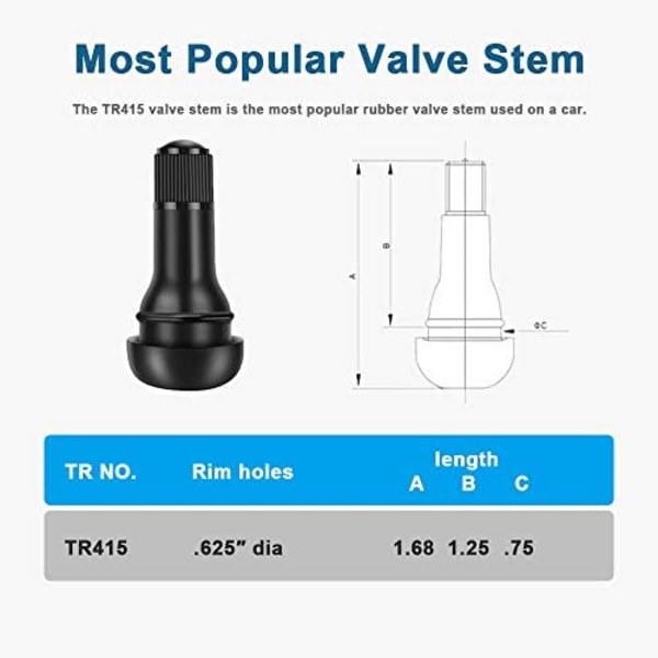 5st TR416 Däckventilstammar - Yttre montering metallventilstam högtrycksmetallklämventiler för 0,453&#34; och 0,625&#34; Fälghål TR415-5pcs