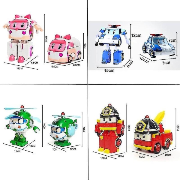 6st/set Transformation Robot Car Model Anime Action Figur 4pcs