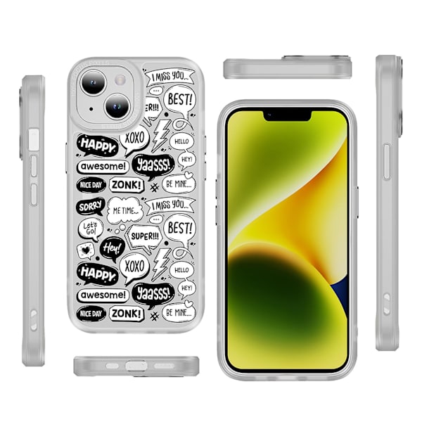 Creative Painted Pattern Frosted Magsafe Magnetic Phone Case Lämplig för Iphone och andra modeller Style F Transparent Black Ypcx0084