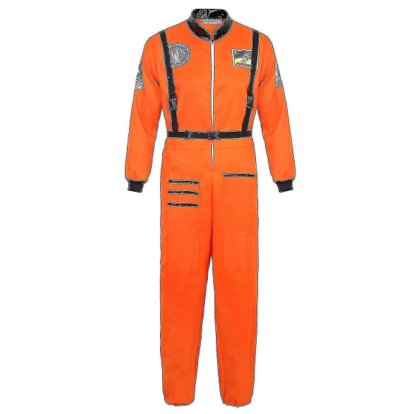 Astronaut kostym rymddräkt för vuxna Cosplay kostymer Dragkedja Halloween kostym par flyg jumpsuit Plus storlek Uniform Orange XS