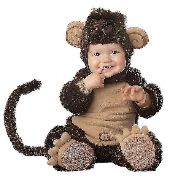 Småbarn Dinosaurie Dräkt Barn Söt Hooded Onesie Animal Cosplay Kostym Monkey 100CM