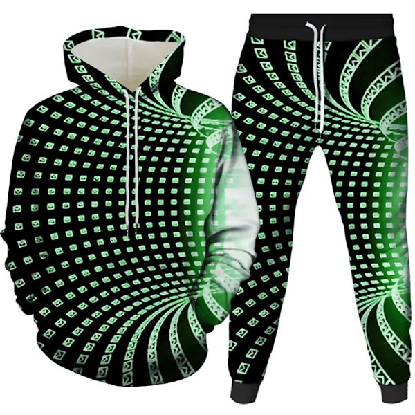 Europa och USA Nya Herr Hoodie 3D Färg Virvel Tryckt Baseball Kläder Höst och Vinter Tvådelad Set 4XL 06