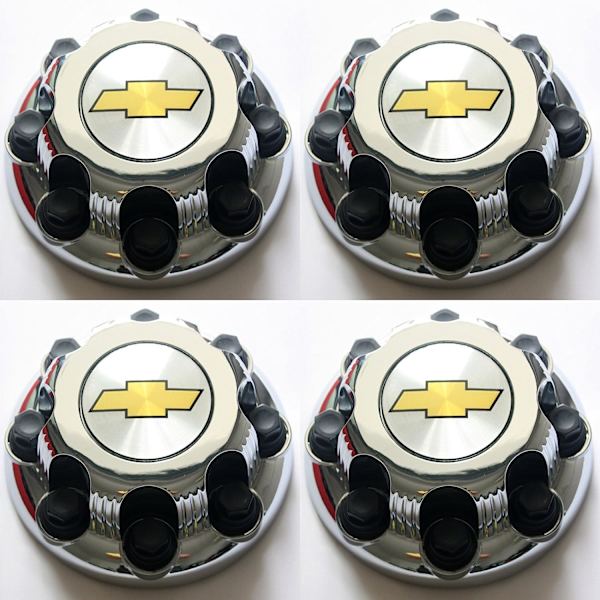 Center Caps för Chevy &amp; GMC 8 skruvmuttrar, 4 st set av Chrome Auto Hub Covers, OEM äkta fabrikseftermarknadsersättning, Easy Bolt On - F