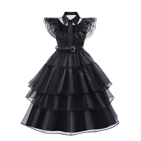 Disney Princessklänning 2024 Flickor Elsa Anna Mirabel Rapunzel Kostym Barn Kalas Kläder Halloween Cosplay Encanto Frozen Wednesday  Dress 5-6T (130)