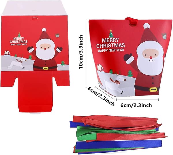 24 godisaskar för att dekorera en julklappslåda
