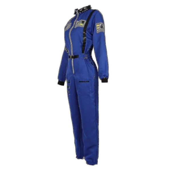 Astronaut kostym rymddräkt för vuxna Cosplay kostymer Dragkedja Halloween kostym par flyg jumpsuit Plus storlek Uniform Blue M