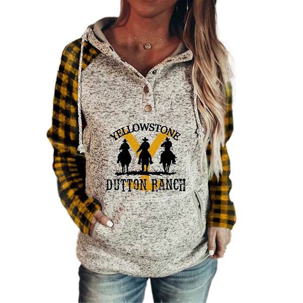 Kvinnor Printed Hoodies Rundhalsad Långärmad Sweatshirts Hooded Pullover Toppar 4 M