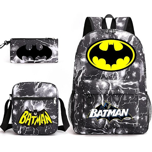 Batman Wayne skolväska studentryggsäck tredelad set F