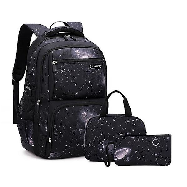 Pojkar Ryggsäckar 3 Delar Set Skolväskor Stor storlek Väska För tonåringar Barn Ryggsäck Big Boy Ryggsäck Mellanstadieelever 3pcs black