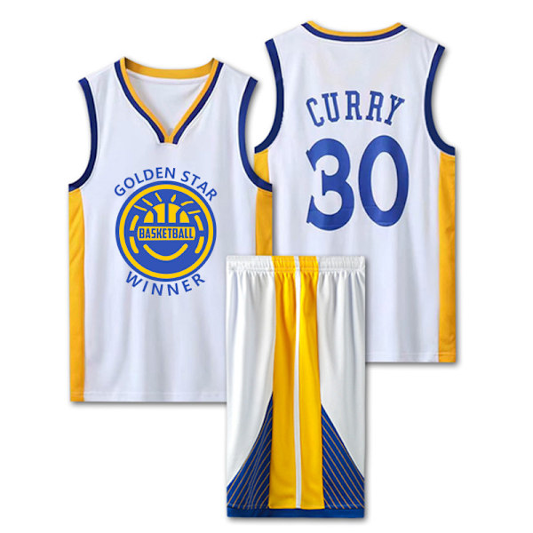 NBA Basketball Uniform GSW White Suit-Nr. 30 Curry Children M/24 yards (130-140cm)
