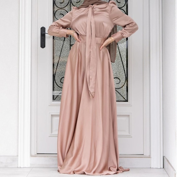 Abaya Kvinnor Kläder Big Hem Satin Lyx Silke Robes För Damer Traditionella Festival Kläder Islamiska Kläder Endast abaya2 XXL