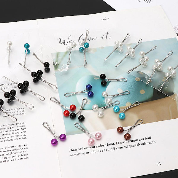 Kvinnor Bröllop Brosch Pins 12 delar Muslim Hijab Pearl Clips För Gör-det-själv hattar Väskor White