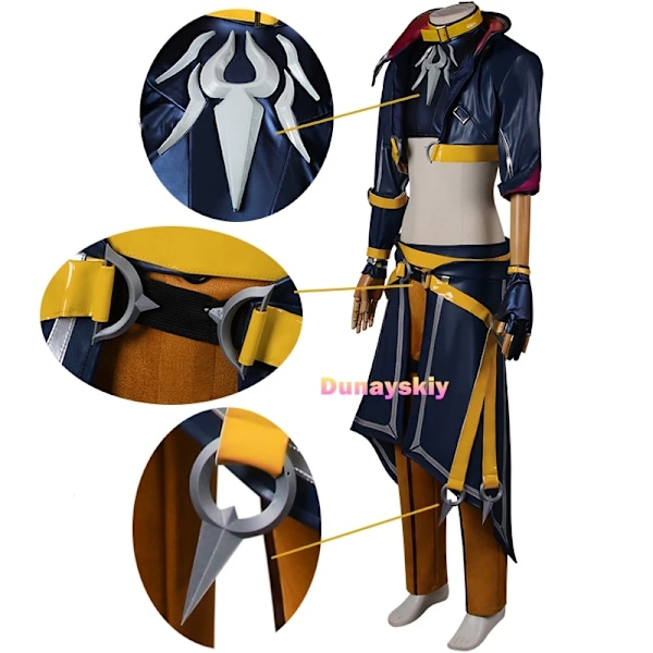 Game LOL Heartsteel Cosplay Kayn Kostym Ögonlapp Peruk Anpassade Uniformer Män Kvinnor Karneval Halloween Festkläder Syntetiskt Hår L Blindfold
