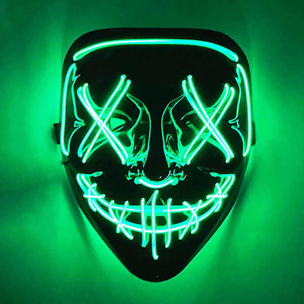 2024 Halloween Trådlös Rave Mask Dekoration Luminous LED Purge Mask Neonljus Glödande För Karneval Mörka Nätter wireless mask 16