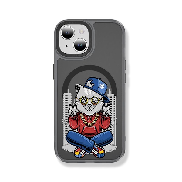 Creative Painted Pattern Matt Magsafe Magnetic Phone Case Lämplig för Iphone och andra modeller Style H Transparent Black Ypcx0118