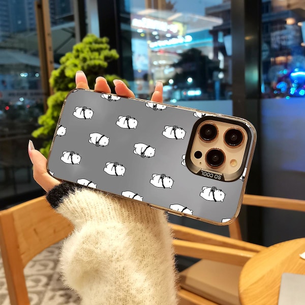 Tecknad Frosted Dubbellager Färg Silver Phone Case Iphone 15 Case Case Stil G Svart Ypmd0838