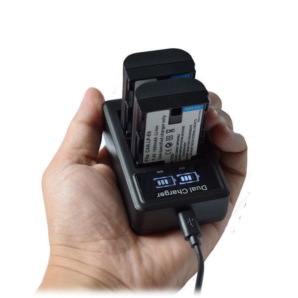 Lp-e6 batteri eller USB lcd-laddare kompatibel Canon Eos 5d Mark Ii Iii 6d 60d 60da 70d 7d 2 Batteries