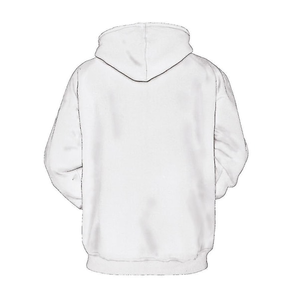 Män Print Hoodies Långärmad Pullover Jacka Sport Hooded Sweatshirt Jumper Toppar White M