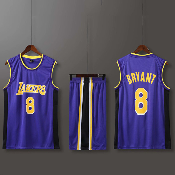 NBA Basket Uniform LAL Rundhalsad-Lila Kostym-Nr. 8 Kobe 2XL (170-175cm)