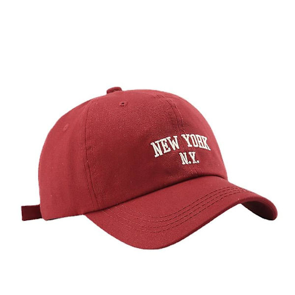 Baseballkepsar för män och kvinnor Justerbara Casual Broderade 1989 New York American Cotton Solhattar Unisex enfärgade visirhattar Wine red - N.Y