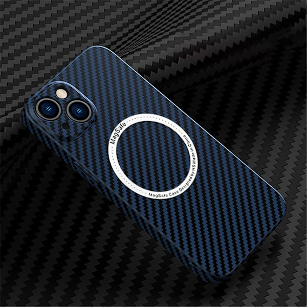 Kolfiber Magsafe- case kompatibelt med Iphone 15 Pro Max/15 Pro, ultratunt magnetiskt trådlöst cover Blue For iPhone 15 Pro
