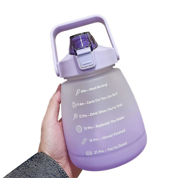1400 ml vattenflaska med tidsmarkör Läcktät sugkopp Lätt att bära Bärbar läckagesäker utomhussportvattenkokare - Jxlgv Purple