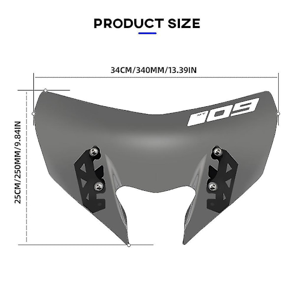 Vindruta för Yamaha Mt-09/sp Fz-09 2017-2020 18 19 Vindruta Pare-brise Motorcykel Vindskydd Mt-09sp Mt09 Fz09 Mt Fz 09 MT-09 Red