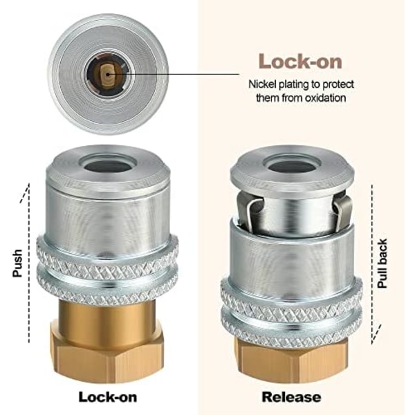 Dreyoo Lock på Air Chuck, 1/4&#39;&#39; FNPT Heavy Duty Closed Flow Däckchuck för däckinflator Luftkompressor Lufttillbehörssats, standard 2 Pack