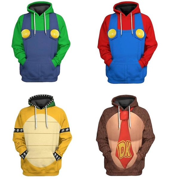 Luigi Costume Vuxen Barn Hoodie Filminspirerad Halloween Cosplay Sweatshirt Q5 Adult-4XL