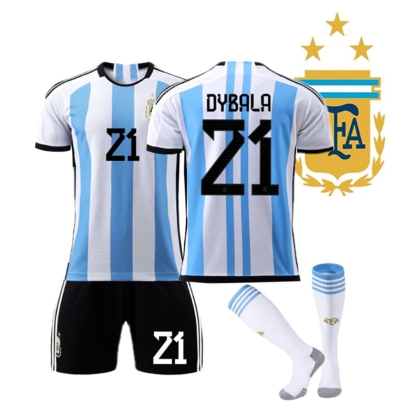 22 Argentina Fotbollströjor hemma nr 21 Fotbollströjor Dybala med strumpor 18(100115cm)