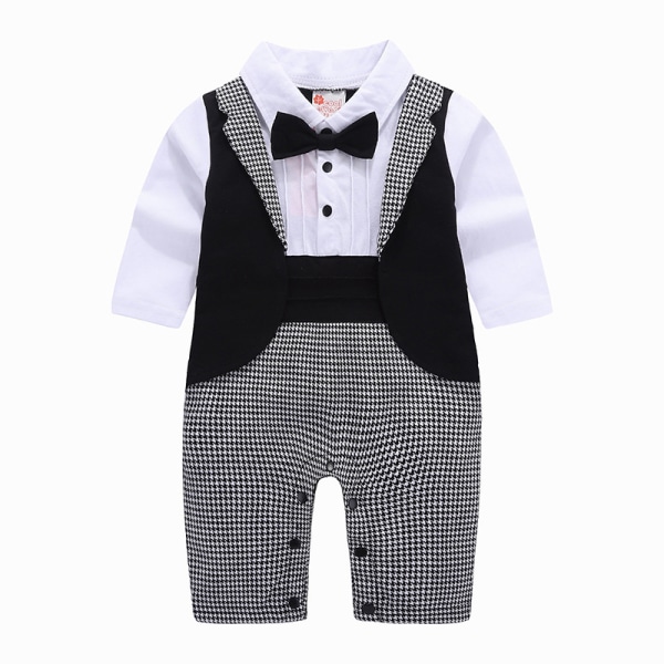 Brittisk gentleman barnkläder baby vår och höst jumpsuit black tie 95/12-18 months 0.2kg