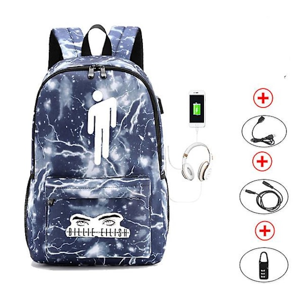 BE USB-laddning Student skolväska Casual Ryggsäck Style F