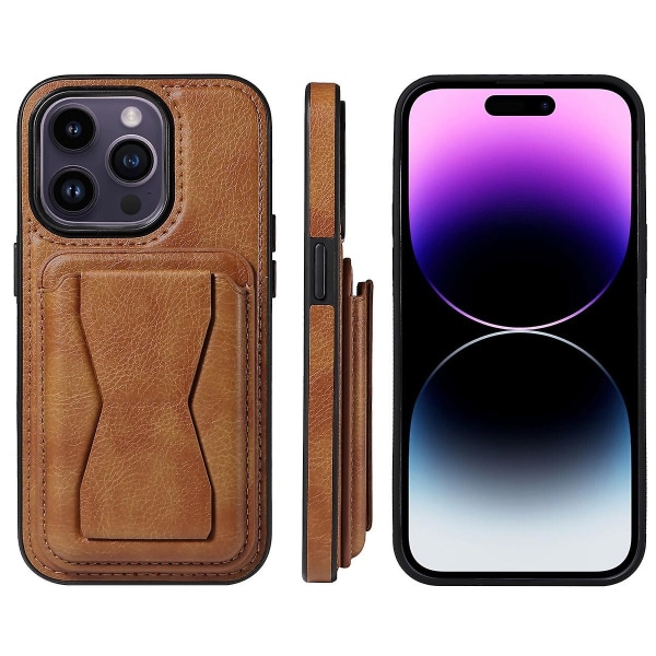 Magsafe case kompatibelt med Iphone 15 Pro Max, Pu läder stötsäkert cover med magnetkorthållare Brown For iPhone 15 Pro Max