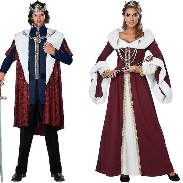 Par Cosplay Kostym Klassisk Court King Queen Maskerad Scen Performance Kläder _iu Queen XL