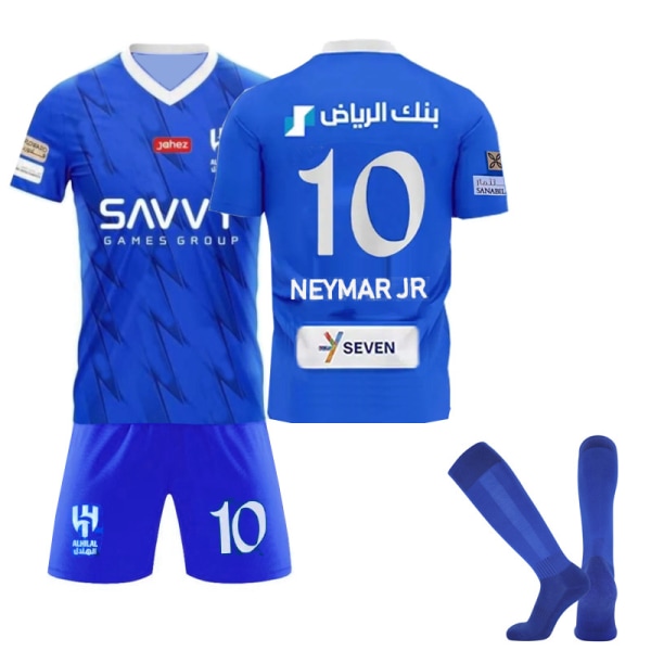 23 New Riyadh New Moon Home No.10 Neymar Jersey fotbollströja Set With socks 22